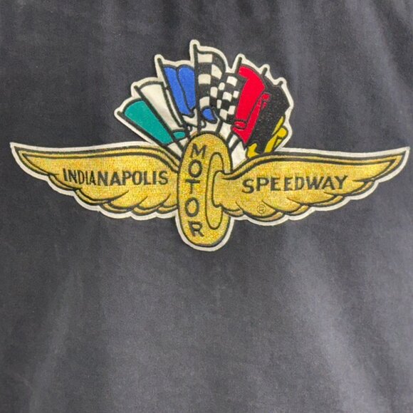 Indianapolis Speedway Racing Jacket XL 90s Style Checkered Flag & Eagle Patch - Picture 6 of 14